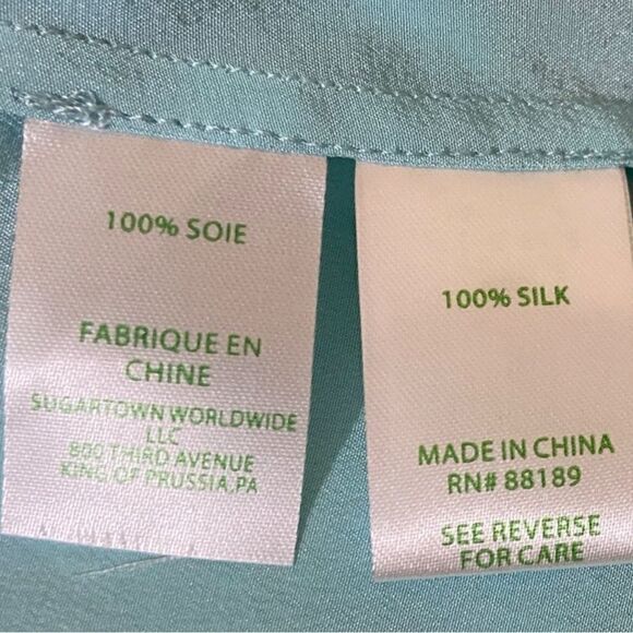 Lilly Pulitzer Silk Blue Long Sleeve Elsa Top - Picture 8 of 9